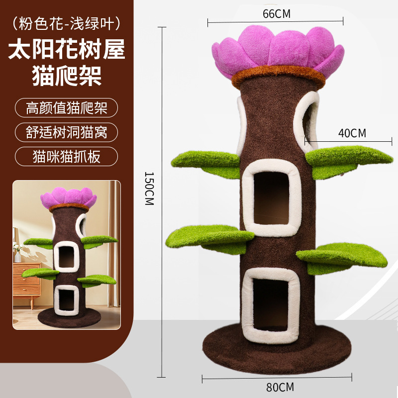 [큰 고양이 나무] 핑크색 꽃 위로 + 연한 녹색 잎