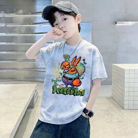 新款夏装男童大童薄款棉质t恤短袖时髦儿童半袖韩版宝宝上衣男孩