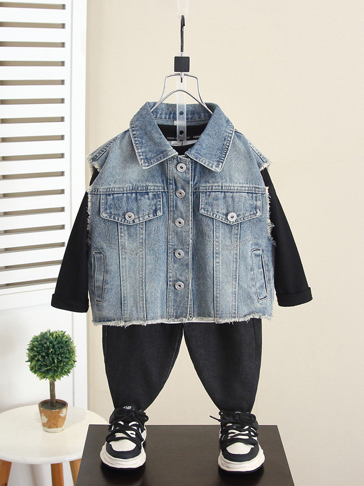 6261 Chaleco de mezclilla de primavera y otoño para niños Ropa exterior de chaleco de moda de otoño 2025 nuevo top de bebé image 3