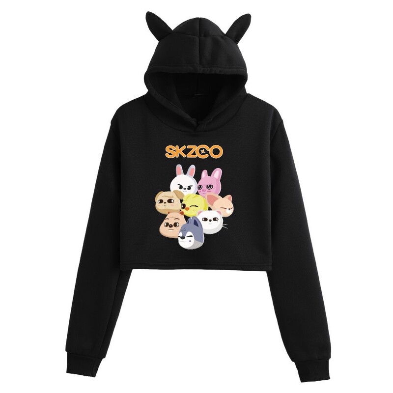 Cross-border new song r cat ears cropped sweater sweater top