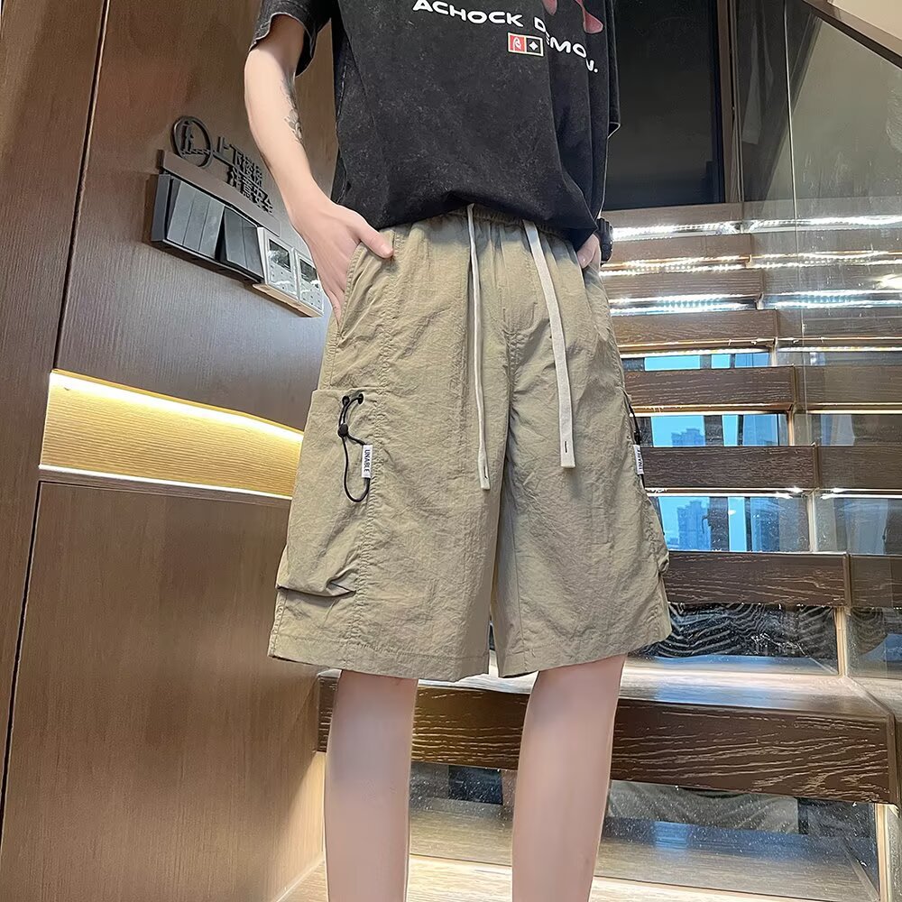 2025 Summer Multi-Pocket Cargo Shorts Men's Loose Straight Casual Trendy Mid-Length Sports Shorts Trendy Brand