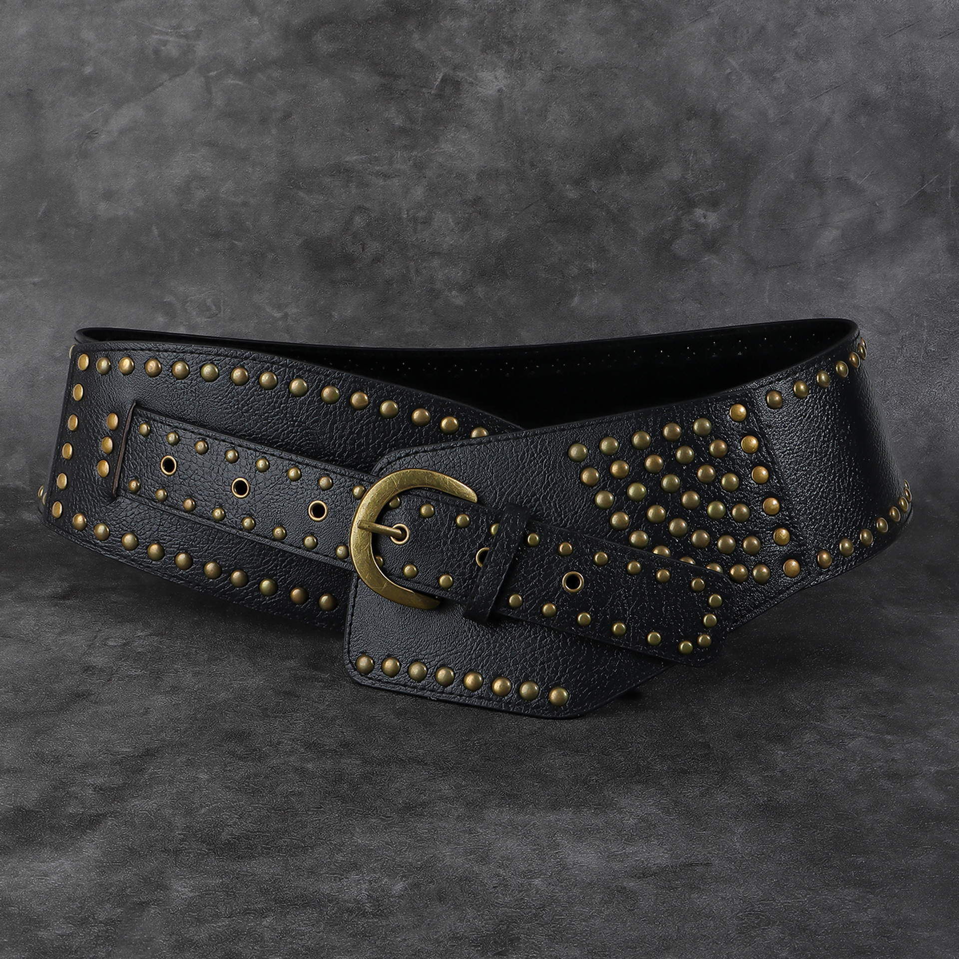 Nuova cintura transfrontaliera, coprivita Spicy Girl con rivetti punk decorativo gonna tendenza industria pesante occidentale abbinata a fibbia ad ago per cintura accattivante_voghion.com