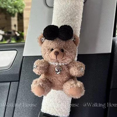 Cute and High-End, Maillard | Seat belt shoulder pad - maillard-bear-white-shoulder-pad-1-piece
