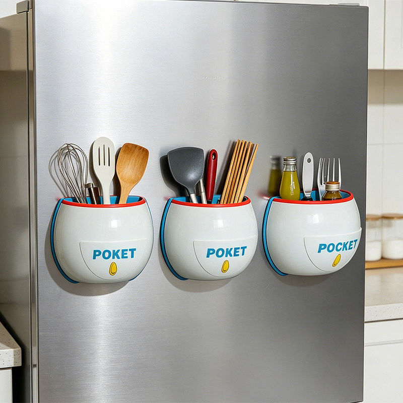 Cute Refrigerator Strong Magnetic Storage Box for Entryway, No-Drill Straw Holder, Coffee Stick Organizer, Cutlery Holder Cute Refrigerator Strong Magnetic Storage Box for Entryway, No-Drill Straw Holder, Coffee Stick Organizer, Cutlery Holder
