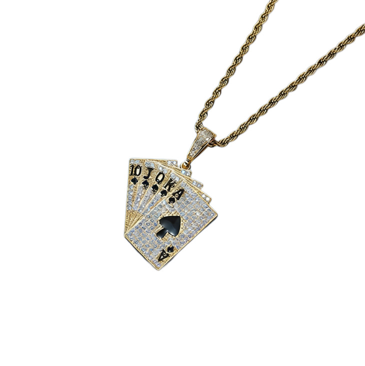 Europa y América Hip-Hop bronce de piedra Flush Flush Poker Colgante de moda para hombres Personalidad Joyas de moda personalizados