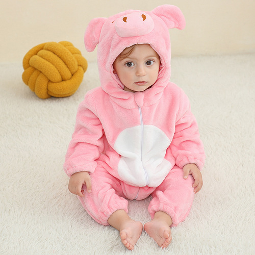 MICHLEY Animal Shaped Onesie Baby A Class Flannel Crawling Suit Cross-border Flannel Crawling Suit Onesie 
