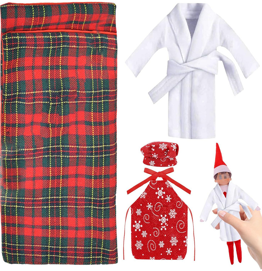 Nuevo 26-30cm Barbi Doll Accesorios Navidad Doll Accesorios 4 piezas Saco de dormir Chef Chef Chef Camisón