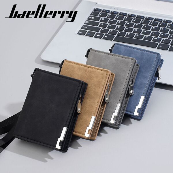 Short retro trend wallet with zipper