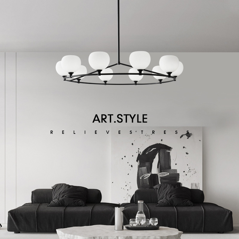 Modern Simple Nordic Chandelier Living Room Main Light Magic Bean Molecular Light Light Light Luxury Style Atmospheric Dining Room Bedroom Ring
