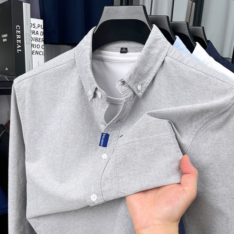 Cross-Border Export Men's Shirt Long-Sleeved 2025 New Autum Casual Versatile Pure Cotton White Shirt Men's Shirt Wholesale Cross-Border Export Men's Shirt Long-Sleeved 2025 New Autum Casual Versatile Pure Cotton White Shirt Men's Shirt Wholesale