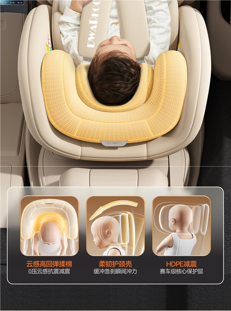 German Dwarfoo Kids Safety Seat for Cars, Suitable for Infants and Babies from 0 to 12 Years Old, Portable Seat and Recliner