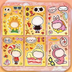 人気のラブブ着せ替えステッカー、子供向けクリエイティブパズル、粘着式、ネット有名人ラブブパズル、楽しい手作り
