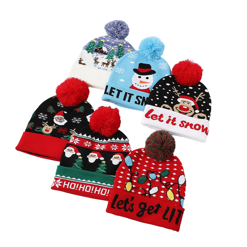 Children Unisex Cute Snowman Elk Pom Poms Wool Cap display picture 1