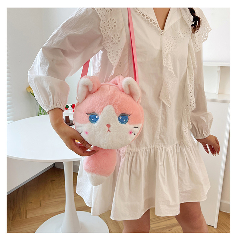 137g Weight Zipper Closure Type Single Shoulder Strap, Top Handle Strap Type Shoulder Bag Bags Type Casual Occasion Plush Material Animal, Cartoon Pattern Spring, Autumn&Winter Season Kid'S Gender Cute Style Round Shape Kid'S Plush Animal Cartoon Cute Round Zipper Shoulder Bag 12