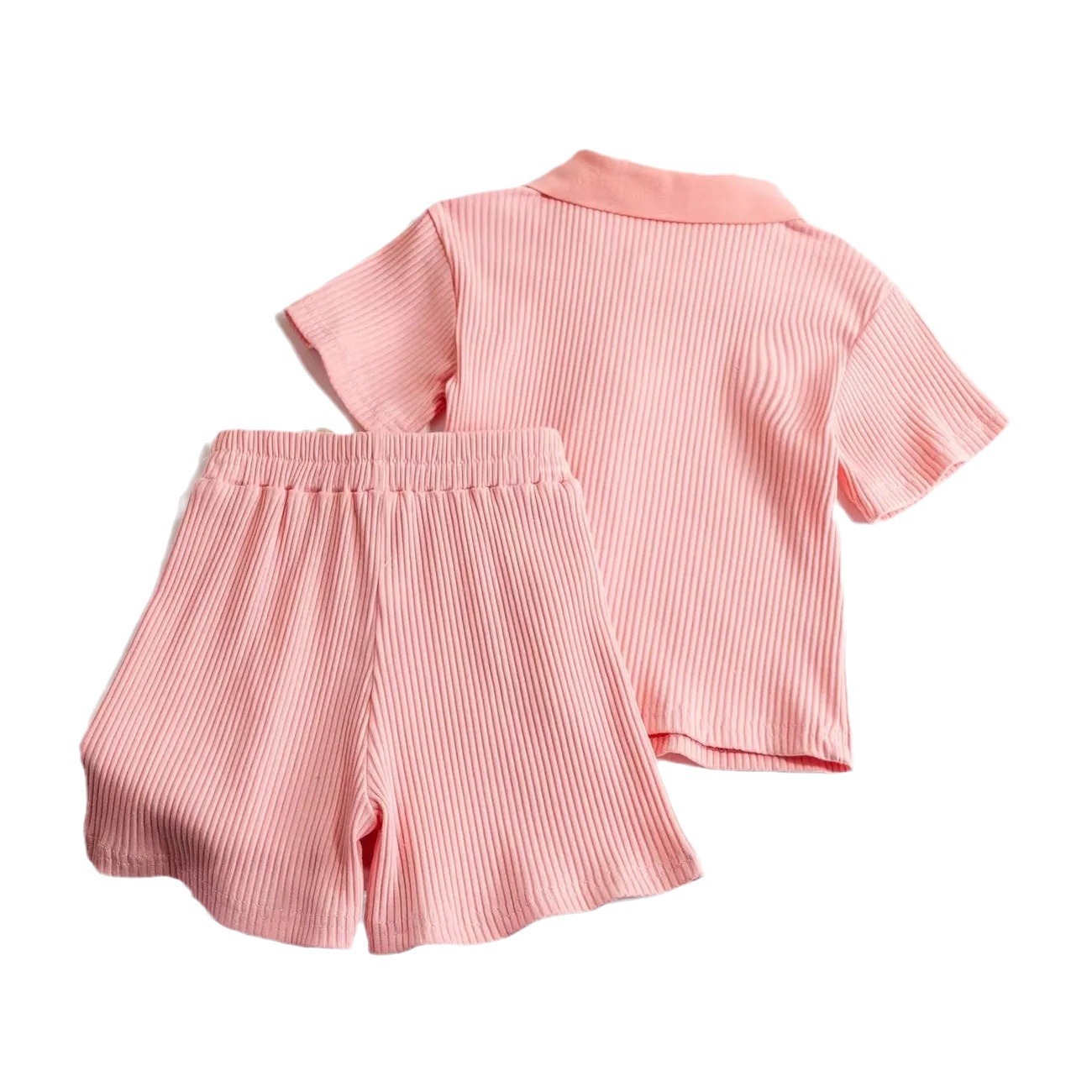 Vestido de verano para niñas 2024 nueva moda de Internet rojo niña bebé hielo seda manga corta rebeca POLO pantalones cortos casuales delgados dos