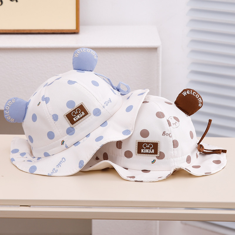 Sombrero de bebé encantador impresión oso lindo primavera y otoño bebés hombres y mujeres sombrero pescador sombrero de primavera para bebés sombrero de bañera sombrero de sombra