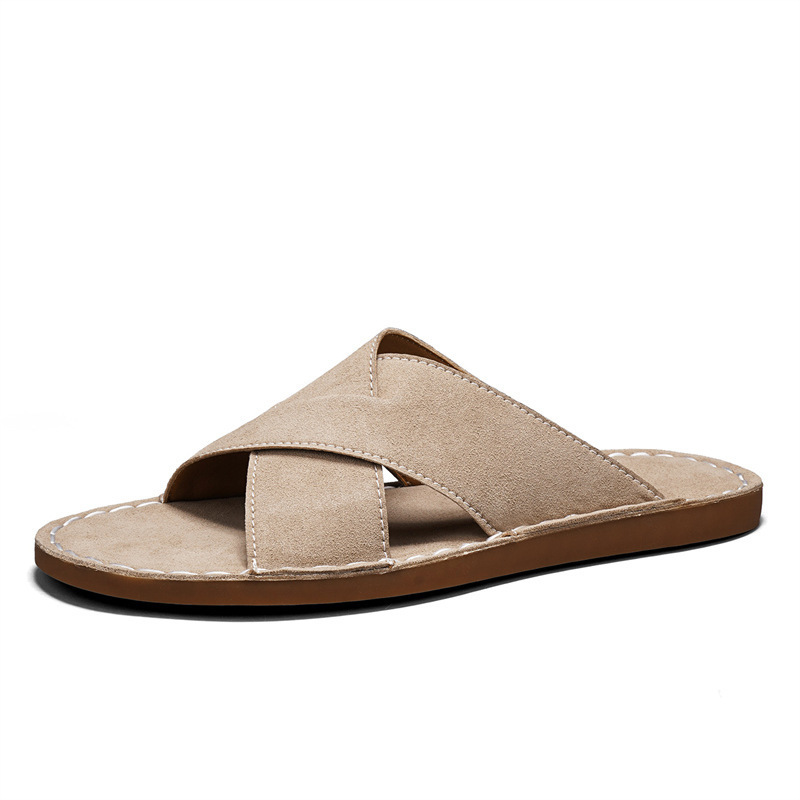 Amazon men's sandals, slip-on slippers, summer suede leather slip-on large size flat handmade casual sandals Amazon men's sandals, slip-on slippers, summer suede leather slip-on large size flat handmade casual sandals