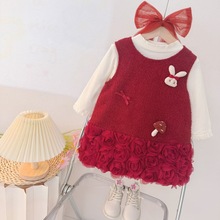 直播供货2025秋季新款公主裙一周岁小女孩生日礼服两件套外贸批发