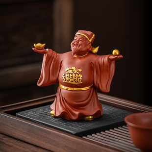 New product raw ore purple sand god of wealth tea pet small ornaments money can be raised tea ceremony accessories tea table tea table decorations