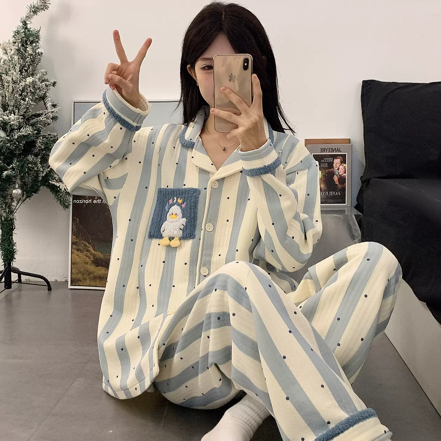 秋冬开衫产妇夹层待产出院月子服产后纯棉和服空气棉孕妇哺乳睡衣