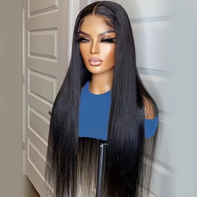 Amazon transfronteriza nueva moda pelucas de cabello recto de encaje frente pelucas de cabello recto cubierta de cabeza completa