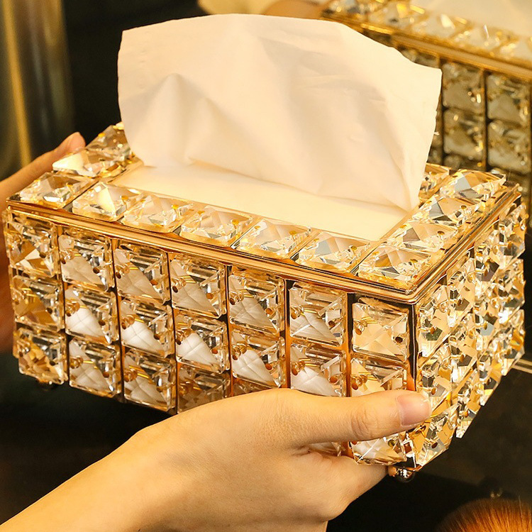 Red de comercio exterior transfronterizo, sala de estar de estilo europeo del norte, caja de pañuelos de cristal de lujo ligero, servilleta simple creativa para el hogar, almacenamiento de papel