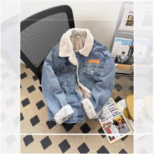 冬季加绒加厚牛仔外套男日系潮牌休闲翻领个性宽松羊羔毛保暖棉衣