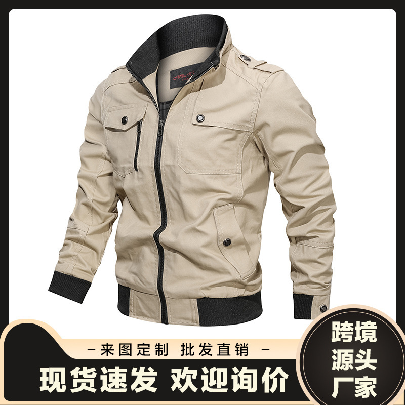 Cross-Border Amazon 2025 Autumn Men's Jacket Stand Collar Zipper Pocket Large Size Casual Jacket Coat for Men Cross-Border Amazon 2025 Autumn Men's Jacket Stand Collar Zipper Pocket Large Size Casual Jacket Coat for Men