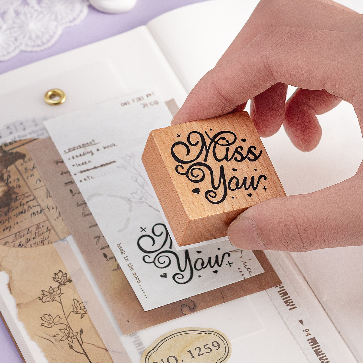 Día de San Valentín sello de madera caja diy diario de mano sello de madera transfronterizo sello de madera del día de San Valentín