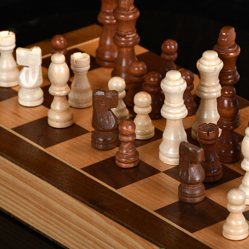 Transfronterizo de madera redondeado dos en uno plegable de ajedrez magnético ajedrez de alta calidad de Madera Juguetes Educativos competitivos