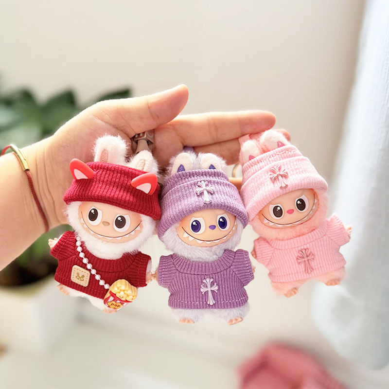 迷你版4.0LABUBU搪胶脸毛绒盲盒玩偶衣服圣诞套装小鼻嘎心底密码|undefined