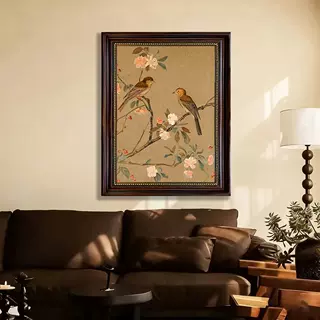 新中式喜上枝头挂画宋氏美学客厅茶室禅意装饰画客厅壁画花鸟玄关