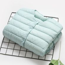 白鸭绒轻薄羽绒服女短款内胆圆领秋冬新款大码无领纯色保暖外套