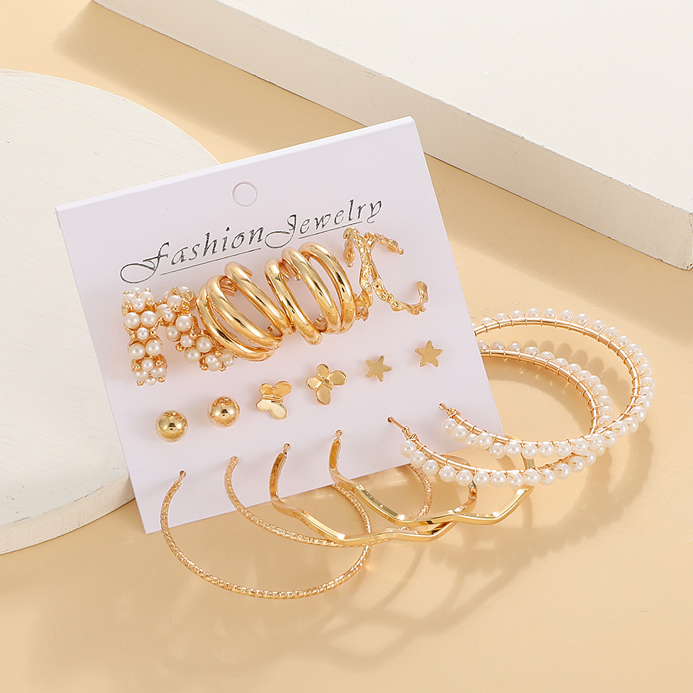 Round Pattern 1 Set Ig Style Casual Round Plating Inlay Alloy Pearl Earrings
