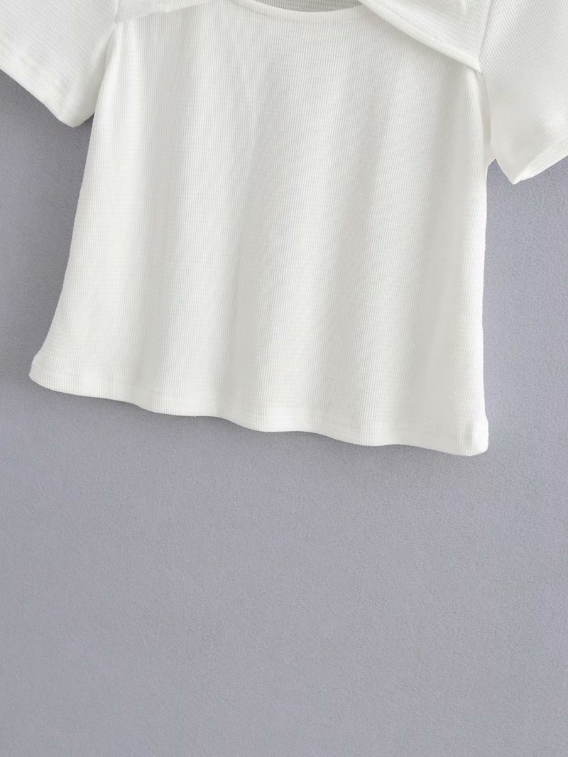 new bow-knot hollow short-sleeved round neck T-shirt NSAM56909