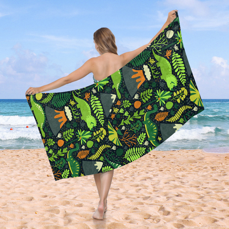 Playa de microfibra junto al mar toalla de baño ampliada toalla de playa con impresión digital absorbente de secado rápido chal de protección solar de natación