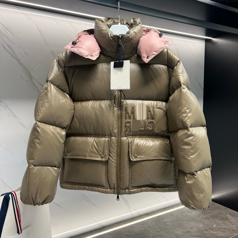 高品质撞色拼接加厚面包羽绒服新款冬季白鹅绒字母连帽保暖外套女|undefined