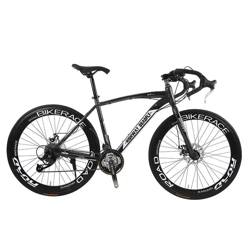 Road racing bicycle, ultra-fast racing, aerodynamic bike, curved handlebars, variable speed, ultra-light, solid tires, fixed gear, for men and women