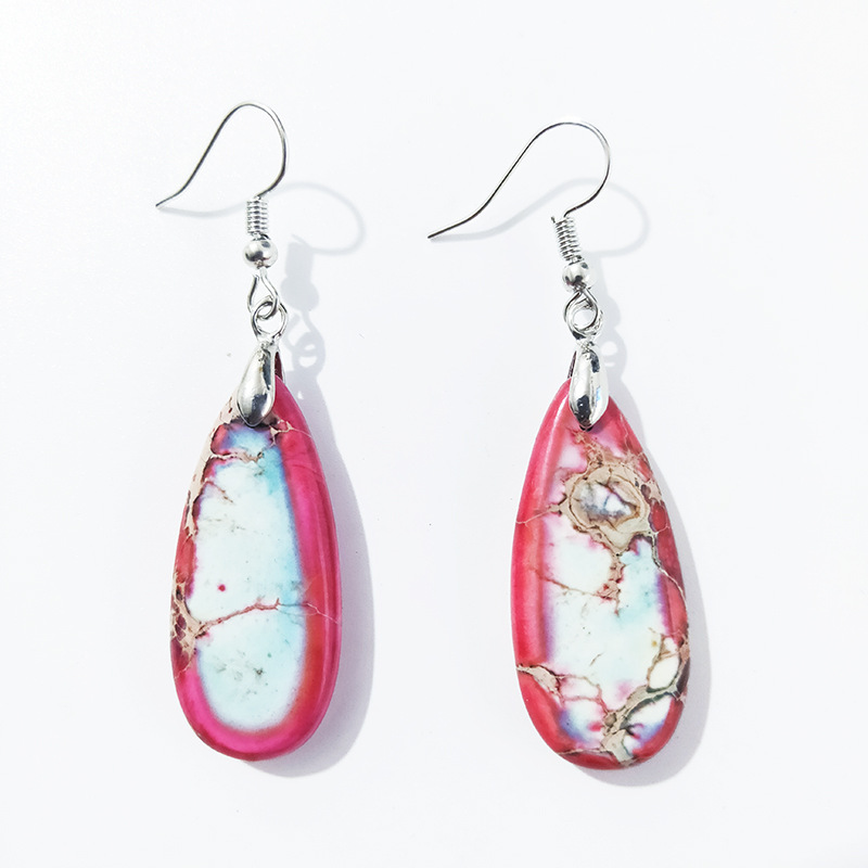 Retro Water Droplets Stone Drop Earrings 1 Pair display picture 5