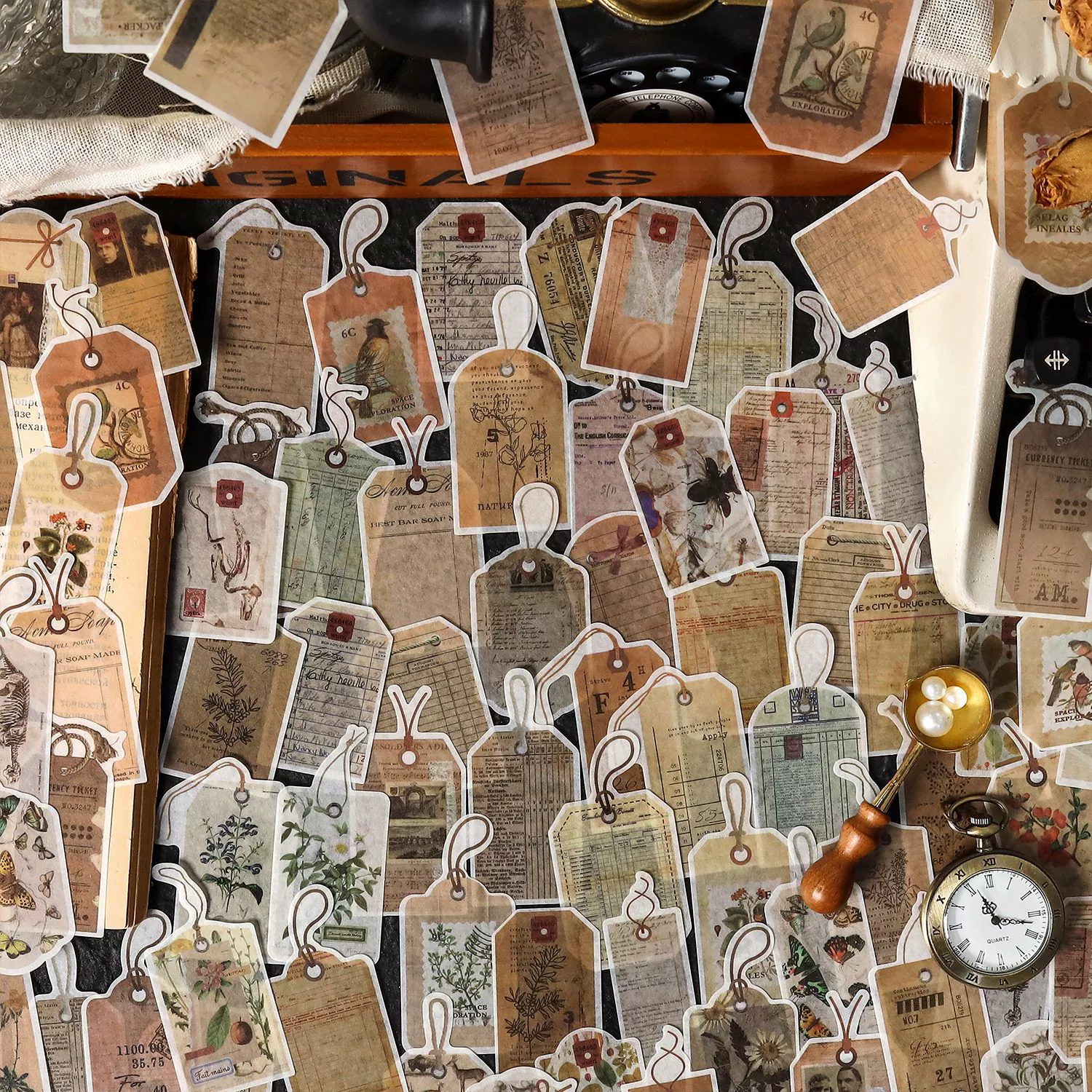 Infeel.ME Acacia Short Story и Paper Paper Paper Bags Vocal Botanical Handbook Material Decoration Patch
