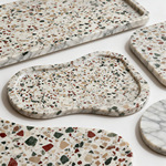 水磨石颜色定治彩色石材板水磨石桌面板洗手台商城地面弧形拼花