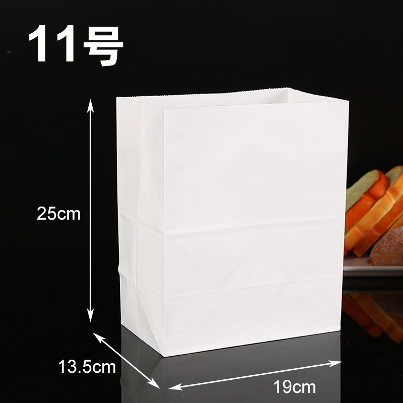 Bolsa de papel a prueba de aceite desechable pan envasado de alimentos bolsa de papel para hornear Almacenamiento de embalaje bolsa de papel kraft blanco personalización