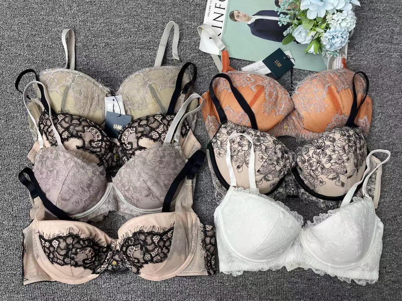 Sujetador de encaje de punto con arco cintura ajustable adelgazamiento ropa interior pecho pequeño push up ropa interior cómoda push up Seamless