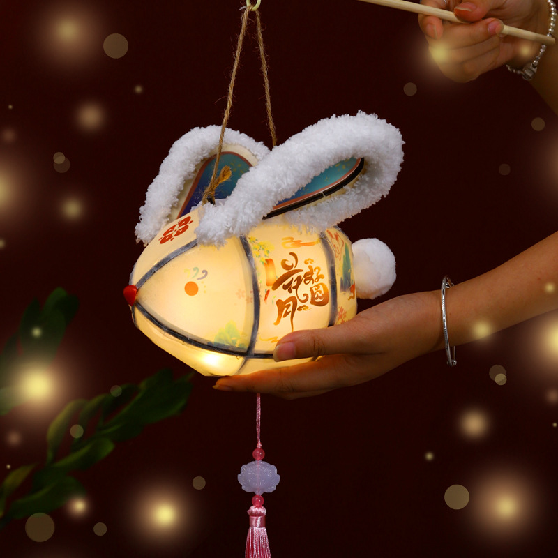 2025 Nuevo Festival del Bote Dragón Conejo Linterna Portátil Luminosa DIY Paquete de Material Hecho a Mano Estilo Antiguo Linterna de Mediados de Otoño
