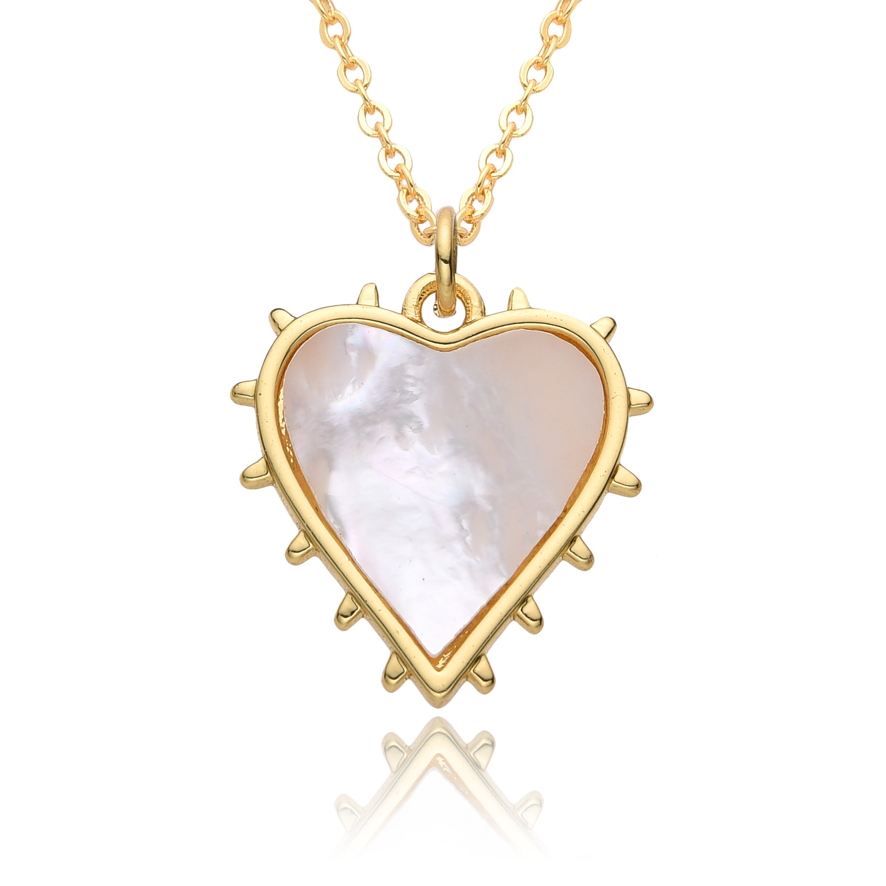 Copper Chain Material Copper Inlay Heart Shape Zircon Pendant Necklace