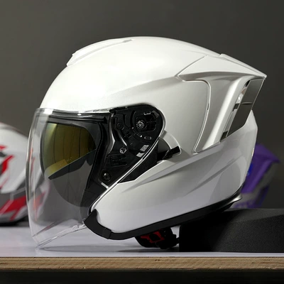 Motosiklet kaskı (dəbilqə) — Summer All-Season Safety Helmet - r05-pearl-white-s-size-51cm-53cm