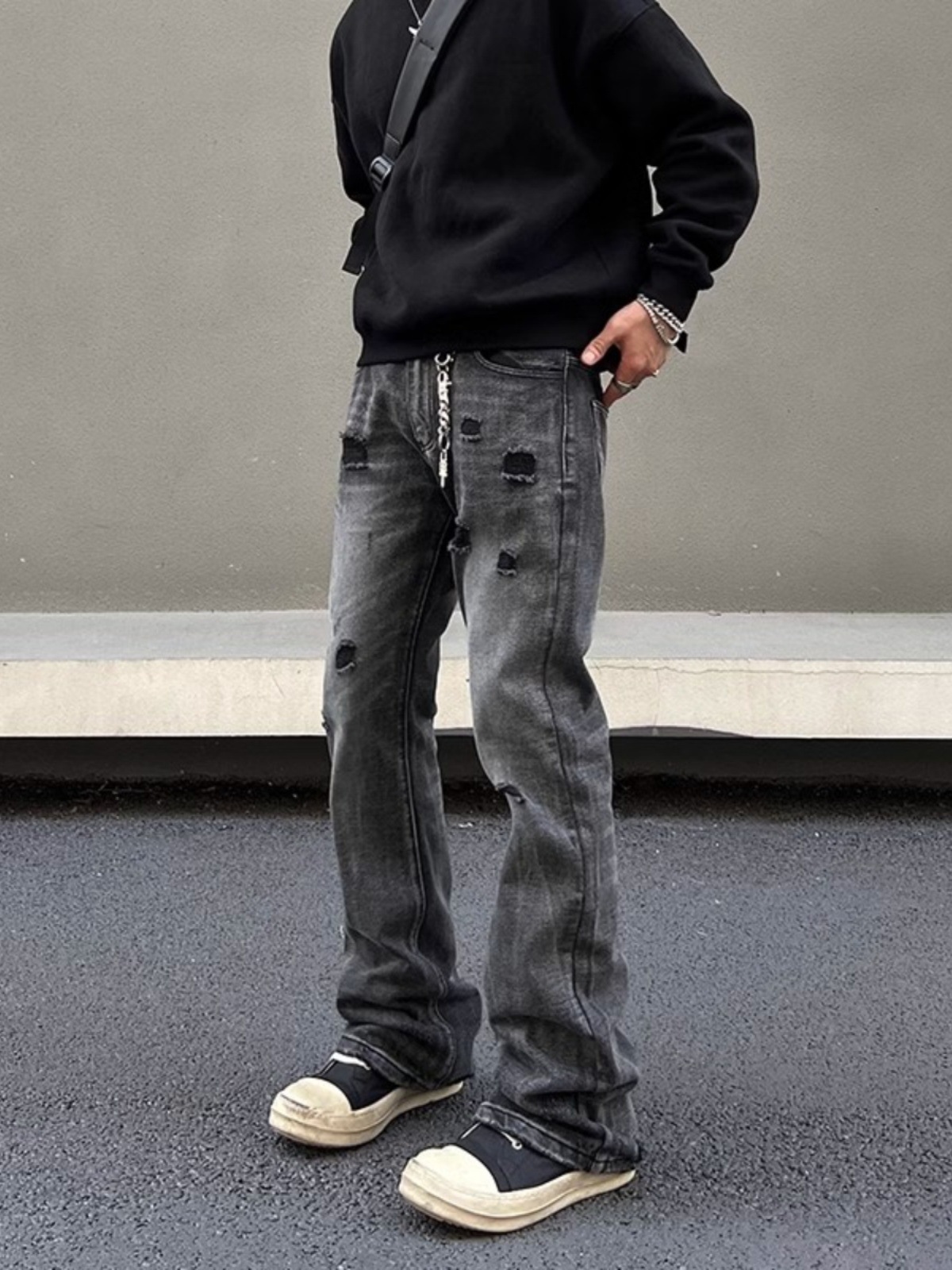 boy European And High Vibe Slim Fit Washed Ripped Jeans Unisex American Street Style Trendy Design Pants_voghion.com