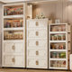 Double-door Foldable Storage Cabinet Simple Installation Household Floor-standing Dustproof Multi-layer Storage Toy Snack Storage Cabinet