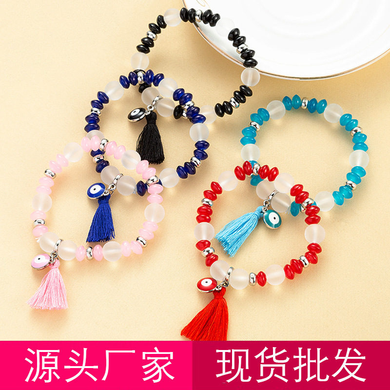 Amazon Explosions Devil's Eye Christmas Tassel Hand Beaded Bohemian Blue Eyes Santa Claus Bracelet