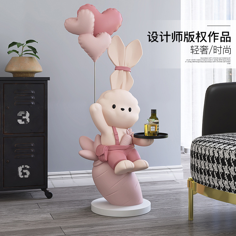 Rabbit Large Floor Ornaments Home Accessories Living Room TV Cabinet Sofa Side Welcome Sculpture Housewarming New Home Gifts